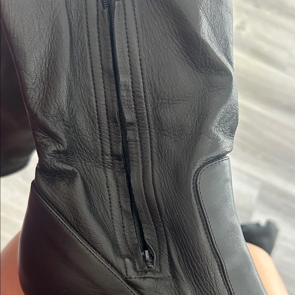 AMANDA GREGORY Lamb Leather Black Over-the-Knee Stiletto Boots Sz 38
